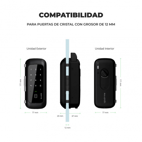 igloohome - Fechadura Glass Door Rim Lock