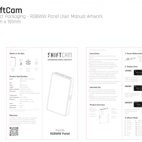 ShiftCam - Painel luz ProLED RGBWW