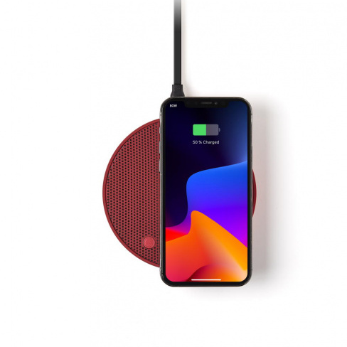 Lexon - Carregador Qi + Coluna Som Oslo Energy+ (dark red)