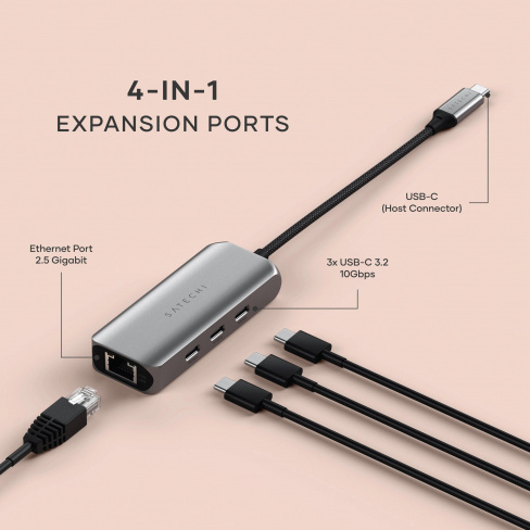 Satechi - 4-in-1 USB-C Hub with Ethernet