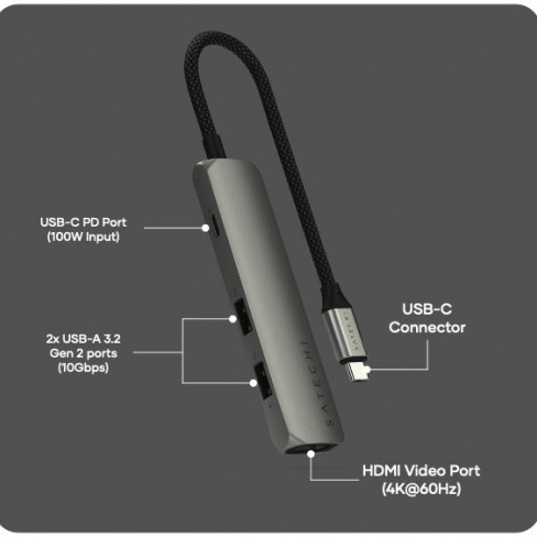 Satechi - USB-C Slim Multiport Adapter 4in1 (space grey)