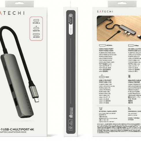 Satechi - USB-C Slim Multiport Adapter 4in1 (space grey)