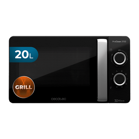 Micro-ondas Cecotec ProClean 3150 - 800W, 20L, Preto/Inox