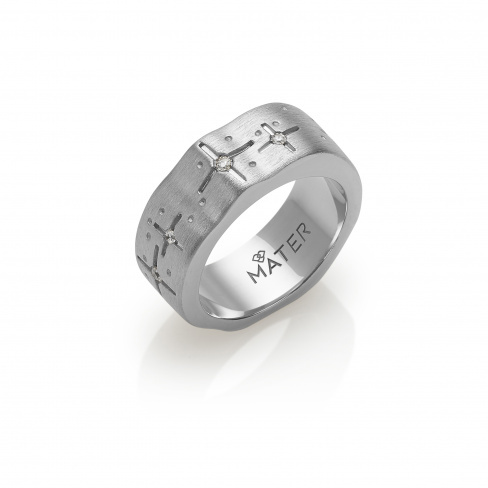 Anel MATER Coleção PYXIS Ouro Branco e Diamantes