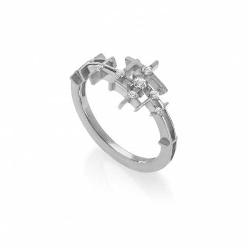 Anel MATER Coleção PYXIS Ouro Branco e Diamantes