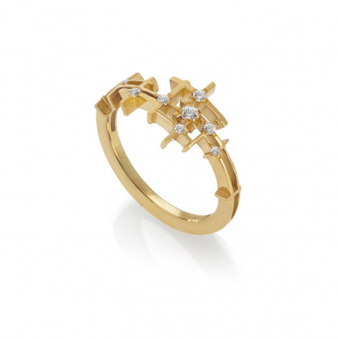 Anel MATER Coleção PYXIS Ouro Amarelo e Diamantes