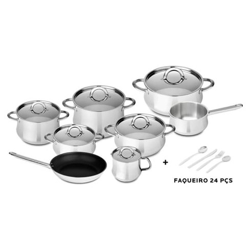 Trem SILAMPOS Sagres (8 Peças + Faqueiro com 24 Peças)