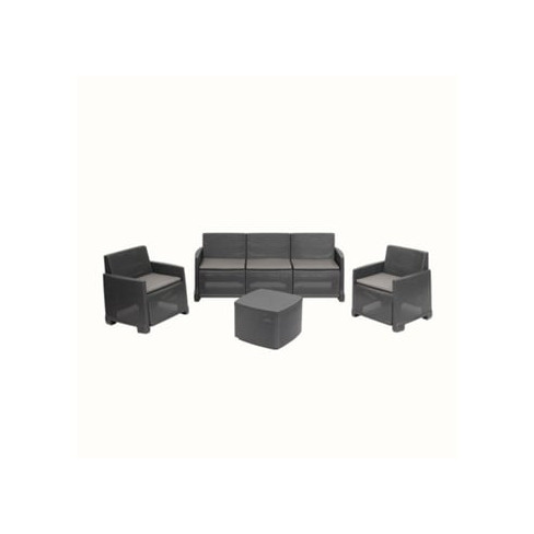 Conjunto de Jardim Garda Antracite IPAE PROGARDEN (2 Cadeirões + 1 Mesa de Apoi