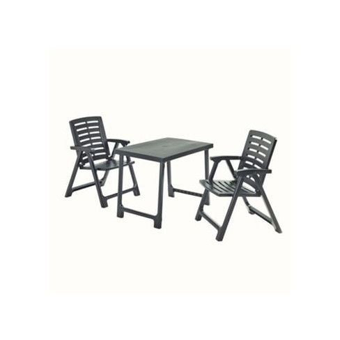 Conjunto de Jardim Pik Nik Antracite IPAE PROGARDEN (2 Cadeiras Rexi + 1 Mesa Ni