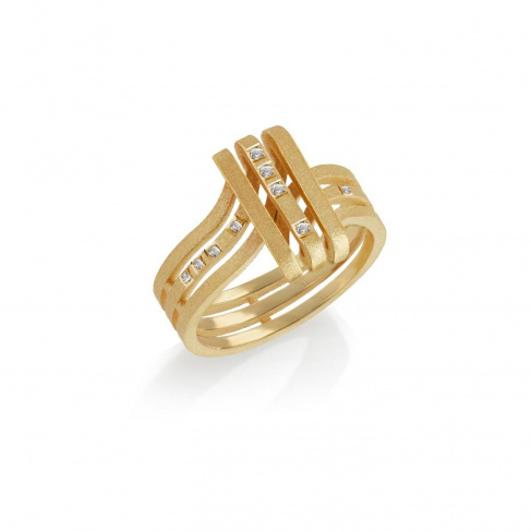 Anel MATER Coleção LINES Ouro amarelo e diamantes