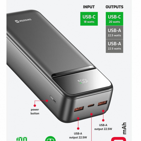 Swissten - Powerbank Power Line II 30.000 mAh