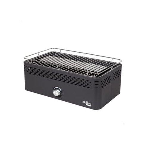 Barbecue GRELHADOR Retangular AKTIVE SEM FUMO Preta (45X28X19 cm)