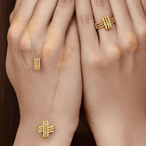 Anel MATER Coleção LINES Ouro amarelo e diamantes