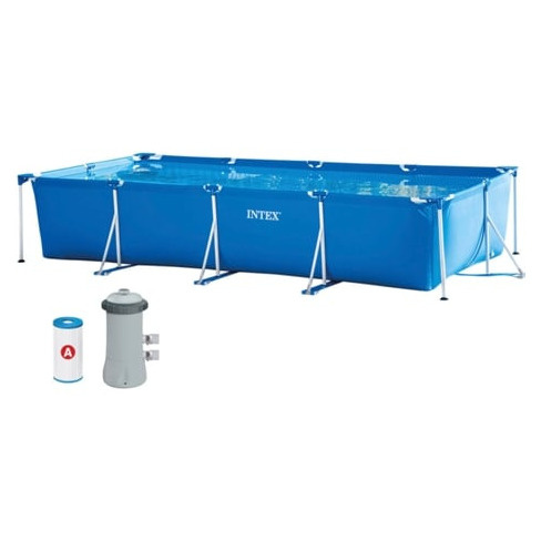 Piscina Desmontável INTEX Retangular (Com Bomba de Filtro 2006 L/H - 7.127 L -