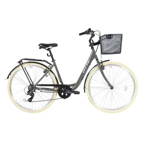 Bicicleta Urbana OTTE Nebula com Cesto (Cinzento e Creme)