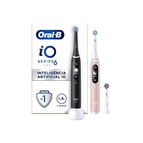 Escova Dentes Elétrica ORAL-B iO 6 Duo Preto/Rosa (2 unidades)