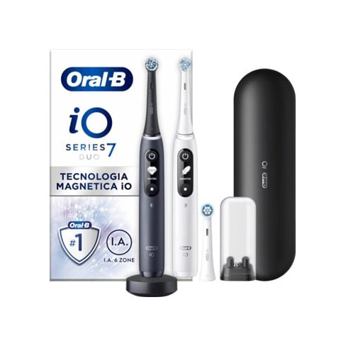 Escova Dentes Elétrica ORAL-B iO 7 Duo Preto/Branca (2 unidades)