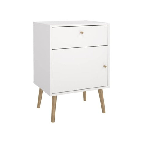 Mesa de Cabeceira TVILUM Bodo 1 Porta e 1 Gaveta (Branco)