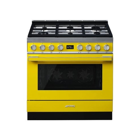 Fogão SMEG CPF9GPYW (115 L - Gás Natural - Amarelo)