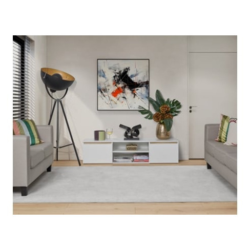 Móvel TV DORMUS com 2 Portas Tavira - Largura 150 cm (Branco e Carvalho)