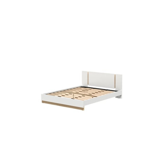 Cama de Casal DORMUS com Estrado Incluído (Branca e Carvalho - 200 x 160 cm)
