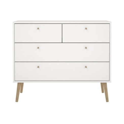 Cómoda TVILUM Braga 2+2 Gavetas (LAP 98.7 x 81.7 x 39.1 cm - Branco)