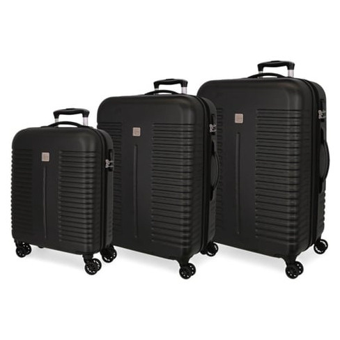 Conjunto de 3 Malas de Viagem ROLL ROAD India Preto (55/70/80cm - 37/75/108L)
