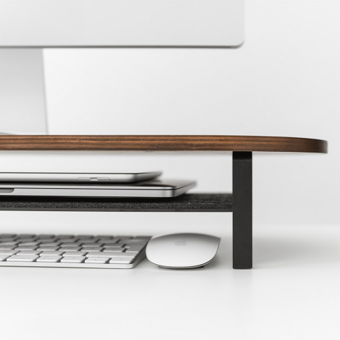 Woodcessories - Monitor Stand Single with Shelf (walnult/bk)