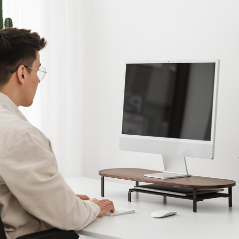 Woodcessories - Monitor Stand Single with Shelf (walnult/bk)