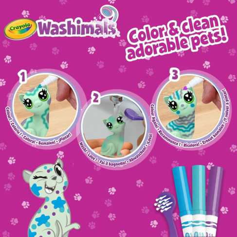 Crayola - Washimals Pets 3x (Cão + Gato + Unicórnio)