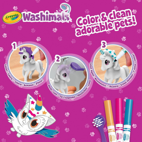 Crayola - Washimals Pets 3x (Mocho + Dragão + Unicórnio)