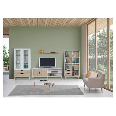 Móvel TV DORMUS com 2 Portas e 1 Prateleira Lagos - Largura 150 cm (Branco e Ca