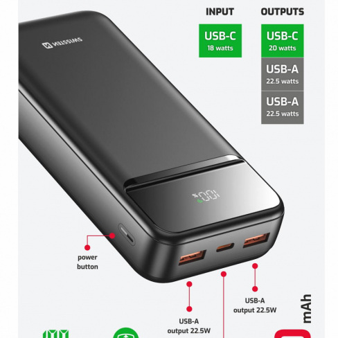 Swissten - Powerbank Power Line II 20.000 mAh