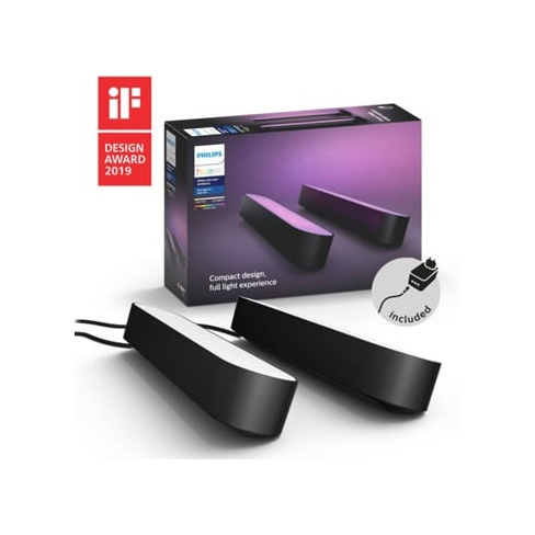 Kit 2 Barras de Luz inteligentes PHILIPS HUE Play Preto (Luz branca e cor)