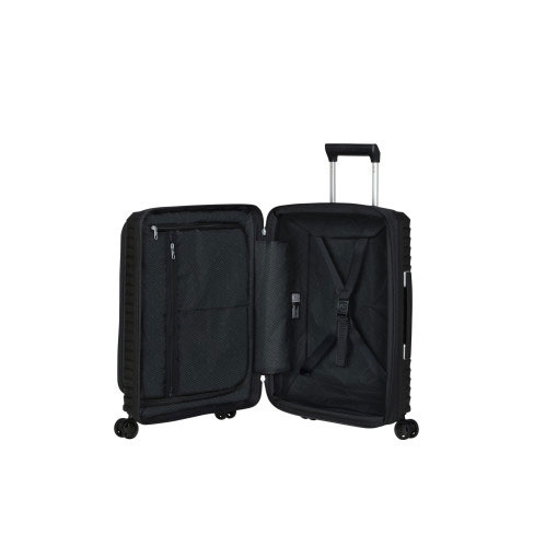 Mala de cabine Upscape 55cm Acesso Frontal 4 rodas Expansível 42L Preto