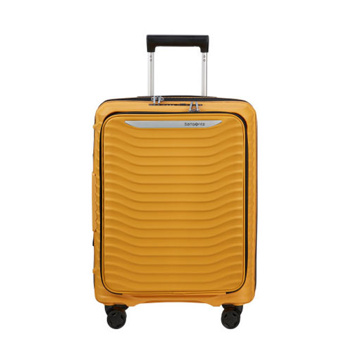 Mala de cabine Upscape 55cm Acesso Frontal 4 rodas Expansível 42L Amarelo