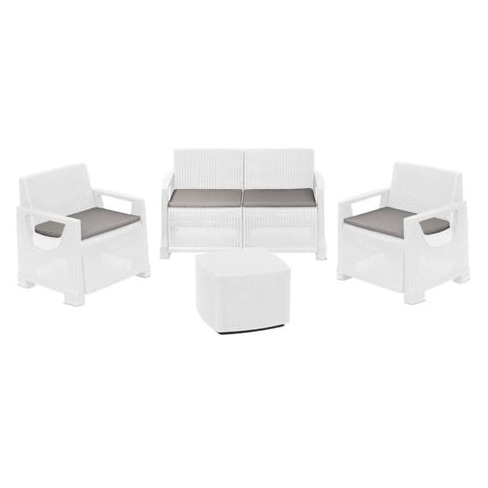 Conjunto de Jardim Bellagio Branco IPAE PROGARDEN (2 Cadeirões + 1 Sofá Duplo