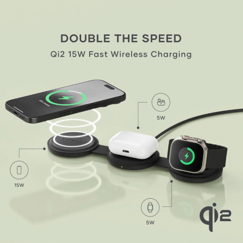 Satechi - OnTheGo 3in1 Wireless Charger (black)
