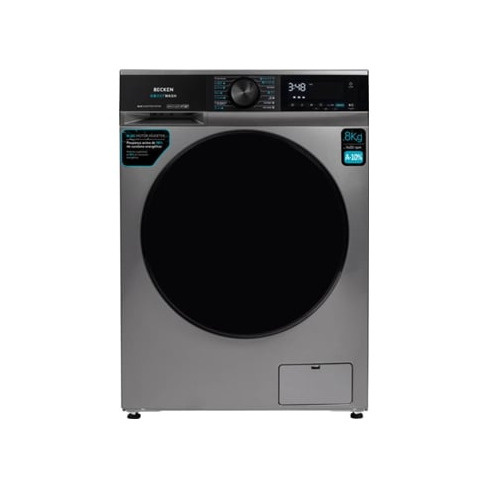 Máquina de Lavar Roupa BECKEN Boostwash BWM8812N (8 kg - 1400 rpm - Inox)