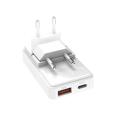 Carregador de parede portÃ¡til Flexi equipado com uma ficha dobrÃ¡vel a 90Â