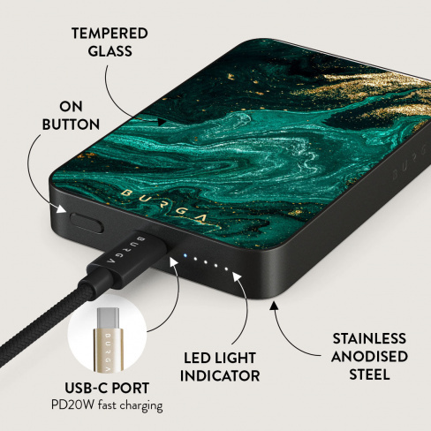 Burga - MagSafe Powerbank 10000 mAh (Emerald Pool / Gunmetal)