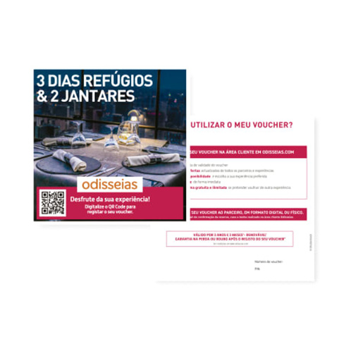 3 Dias Refúgios & 2 Jantares | 50 Estadias à Escolha