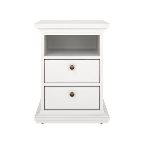 Mesa de Cabeceira TVILUM Alfama 2 Gavetas (43.6 x 40 x 58.8 cm - Branco)