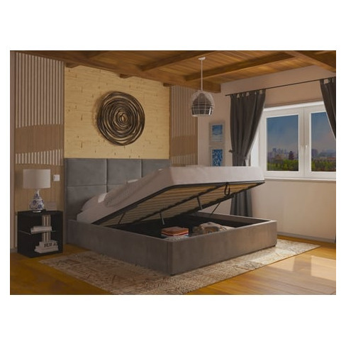 Cama de Casal CSD Elegance Estrado Elevatório (190 x 140 cm - Cinza)