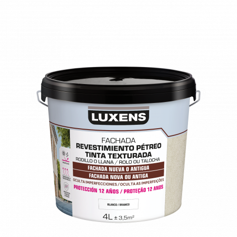 Tinta exterior fachadas texturada 12 anos 4 L branco Luxens