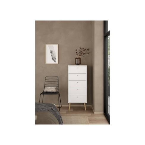 Cómoda TVILUM Braga 5 Gavetas (50.2 x 120.1 x 39.1cm - Branco)