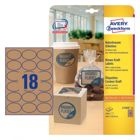 Avery - Brown Craft Labels L7103-20 (oval 18x)