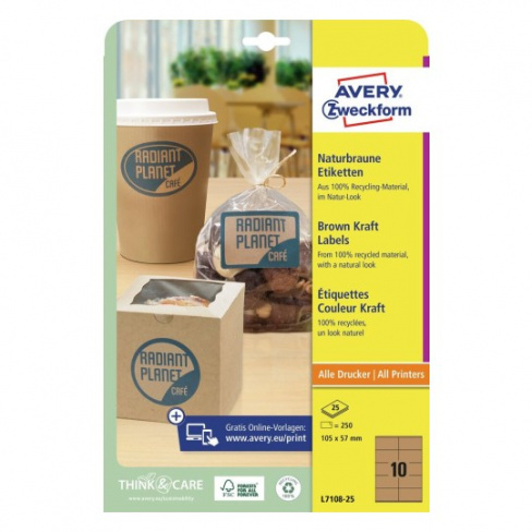 Avery - Brown Craft Labels L7108-25 (rectangular 10x)
