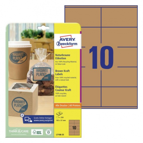 Avery - Brown Craft Labels L7108-25 (rectangular 10x)