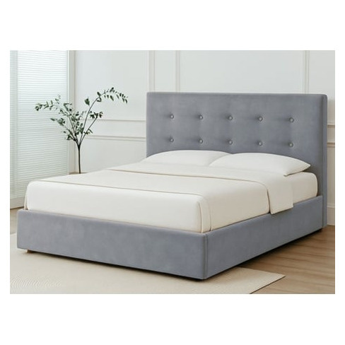 Cama de Casal CSD River Estrado Elevatório (200 x 160 cm - Cinza)
